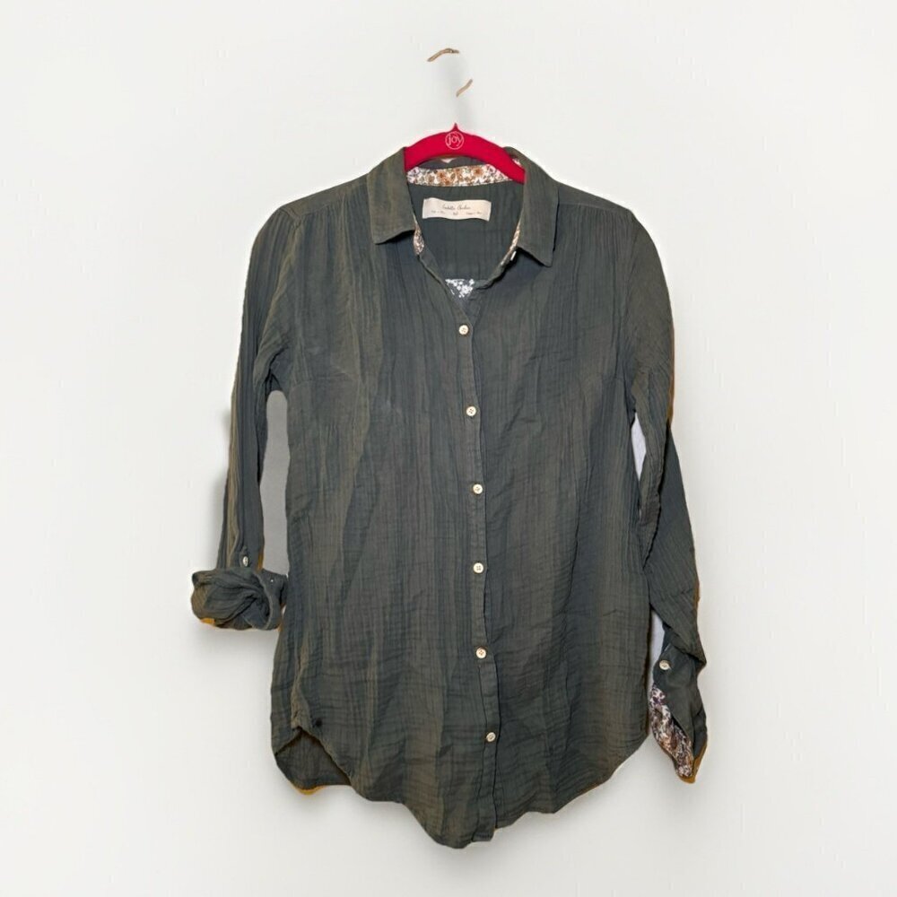 Isabella Sinclair Anthropologie Atlay Sheer Lace Back Shirt Blouse XS